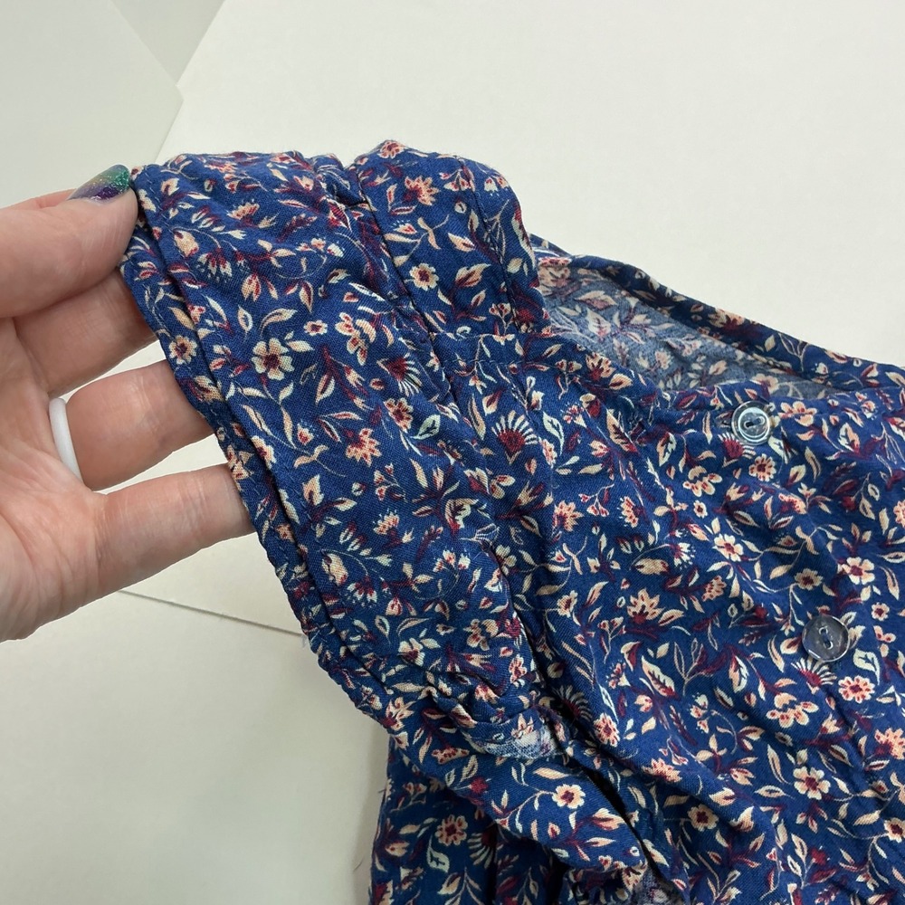 btween Blue Floral Jumpsuit Girls Size 10 Ruffle Shoulder Wide Leg 3E176TJ - Picture 16 of 16